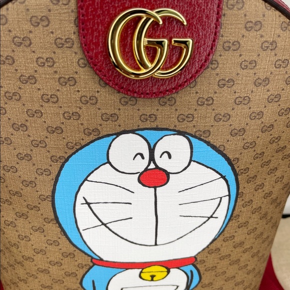 GUCCI X DORAEMON Logo GG Supreme Monogram Ophidia Small Backpack Bag $3650 NWT - Picture 3 of 16